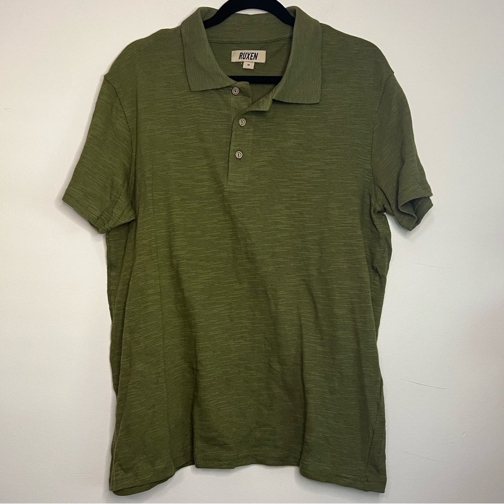 RUXEN green polo‎ shirt men’s size M 100% cotton